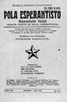 Pola Esperantisto. Jaro 19, no 4=114 (Aprilo 1925)