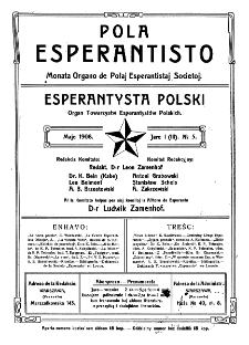 Pola Esperantisto. Jaro 1=3, no 5 (Majo 1908)