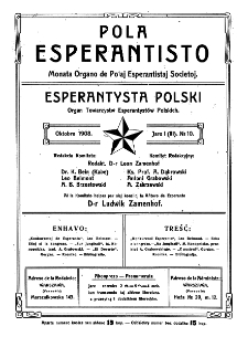 Pola Esperantisto. Jaro 1=3, no 10 (Oktobro 1908)