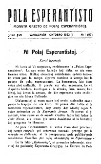 Pola Esperantisto. Jaro 17, no 1=87 (Oktobro 1922)