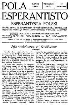 Pola Esperantisto : esperantaj sciigoj por pollingvanoj. Jaro 28, no 10 (Oktobro 1934)