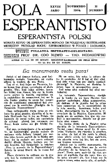Pola Esperantisto : esperantaj sciigoj por pollingvanoj. Jaro 28, no 11 (Novembro 1934)