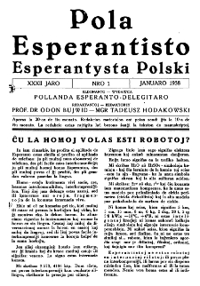 Pola Esperantisto : esperantaj sciigoj por pollingvanoj. Jaro 32, no 1 (Januaro 1938)