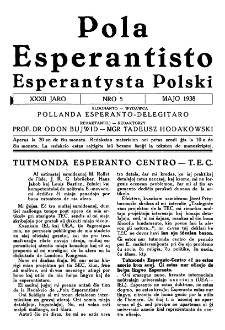 Pola Esperantisto : esperantaj sciigoj por pollingvanoj. Jaro 32, no 5 (Majo 1938)