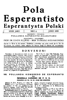 Pola Esperantisto : esperantaj sciigoj por pollingvanoj. Jaro 32, no 6 (Junio 1938)