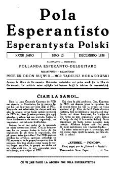 Pola Esperantisto : esperantaj sciigoj por pollingvanoj. Jaro 32, no 12 (Decembro 1938)