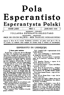 Pola Esperantisto : esperantaj sciigoj por pollingvanoj. Jaro 33, no 1 (Januaro 1939)