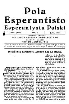 Pola Esperantisto : esperantaj sciigoj por pollingvanoj. Jaro 33, no 7 (Julio 1939)