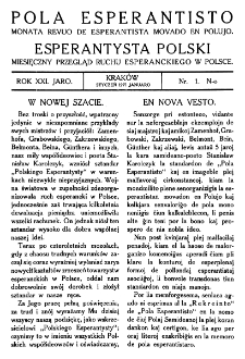 Pola Esperantisto. Jaro 21, no 1 (Styczeń 1927)
