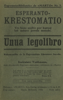 Esperanto-krestomatio : tre bone uzebla por kursoj laŭ natura porola metodo. Unua legolibro.