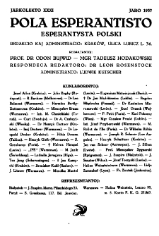 Pola Esperantisto : esperantaj sciigoj por pollingvanoj. Jaro 31, Spis treści (1937)
