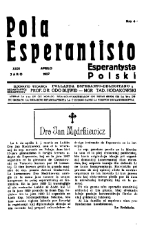 Pola Esperantisto : esperantaj sciigoj por pollingvanoj. Jaro 31, no 4 (Aprilo 1937)