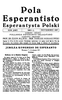 Pola Esperantisto : esperantaj sciigoj por pollingvanoj. Jaro 31, no 11 (Novembro 1937)