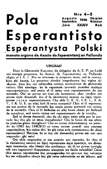 Pola Esperantisto : esperantaj sciigoj por pollingvanoj. Jaro 34, no 4-5 (Aŭgusto-Septembro 1946)