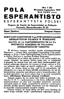 Pola Esperantisto : esperantaj sciigoj por pollingvanoj. Jaro 35, no 1=6 (Septembro 1947)