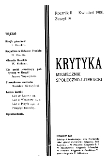 Krytyka : miesięcznik społeczny, naukowy i literacki. R. 2, z. 4 (1900)