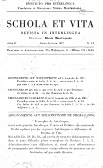 Schola et Vita : revista mensuale in interlingua. Anno 2, no 1/2 (1927)