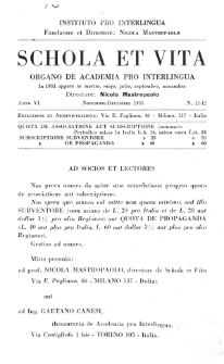 Schola et Vita : revista mensuale in interlingua. Anno 6, n. 11/12 (1931)
