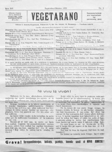 Vegetarano : oficiala organo de la internacia Vegetara Ligo Esperantista. Jaro 16, no. 4 (1933)