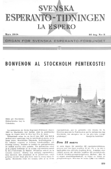 Lâ Espero : officiellt organ för Svenska Esperanto-Förbundet (S.E.F.) : organ för Esperanto-rörelsen i Sverige. Arg. 36, Nr 3 (1948)