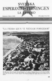 Lâ Espero : officiellt organ för Svenska Esperanto-Förbundet (S.E.F.) : organ för Esperanto-rörelsen i Sverige. Jaro 37, Nr 2/3 (1949)