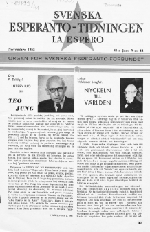 Lâ Espero : officiellt organ för Svenska Esperanto-Förbundet (S.E.F.) : organ för Esperanto-rörelsen i Sverige. Jaro 41, Nr 11 (1953)