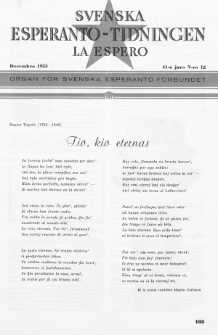 Lâ Espero : officiellt organ för Svenska Esperanto-Förbundet (S.E.F.) : organ för Esperanto-rörelsen i Sverige. Jaro 41, Nr 12 (1953)