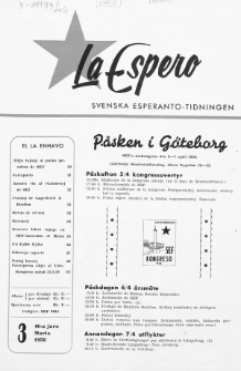 Lâ Espero : officiellt organ för Svenska Esperanto-Förbundet (S.E.F.) : organ för Esperanto-rörelsen i Sverige. Jaro 46, Nr 3 (1958)