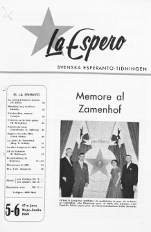 Lâ Espero : officiellt organ för Svenska Esperanto-Förbundet (S.E.F.) : organ för Esperanto-rörelsen i Sverige. Jaro 47, Nr 5/6 (1959)