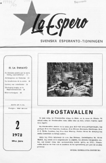 Lâ Espero : officiellt organ för Svenska Esperanto-Förbundet (S.E.F.) : organ för Esperanto-rörelsen i Sverige. Jaro 60, Nr 2 (1972)