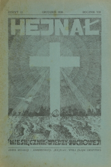 Hejnał nad Morzem Życia ze Szczytów Prawd Ducha i Praw Człowieka. R. 8, Z. 12 (1936)