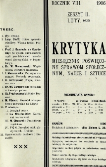 Krytyka : miesięcznik społeczny, naukowy i literacki. R. 8, z. 2 (1906)