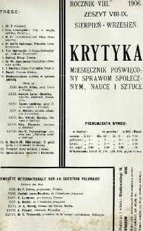 Krytyka : miesięcznik społeczny, naukowy i literacki. R. 8, z. 8/9 (1906)