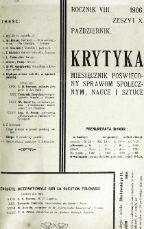 Krytyka : miesięcznik społeczny, naukowy i literacki. R. 8, z. 10 (1906)
