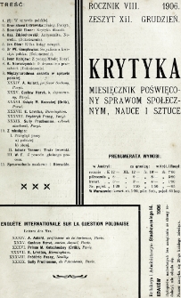Krytyka : miesięcznik społeczny, naukowy i literacki. R. 8, z. 12 (1906)