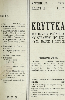 Krytyka : miesięcznik społeczny, naukowy i literacki. R. 9, z. 2 (1907)