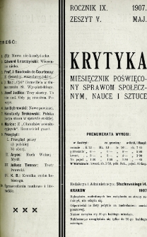 Krytyka : miesięcznik społeczny, naukowy i literacki. R. 9, z. 5 (1907)