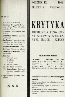 Krytyka : miesięcznik społeczny, naukowy i literacki. R. 9, z. 6 (1907)