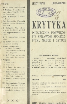 Krytyka : miesięcznik społeczny, naukowy i literacki. R. 10, z. 7/8 (1908)