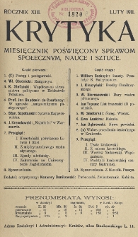 Krytyka : miesięcznik społeczny, naukowy i literacki. R. 13, z. 2 (1911)