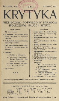 Krytyka : miesięcznik społeczny, naukowy i literacki. R. 13, z. 3 (1911)