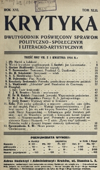 Krytyka : miesięcznik społeczny, naukowy i literacki. R. 16, z. 1 (1914)