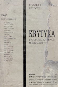 Krytyka : miesięcznik społeczny, naukowy i literacki. R. 2, z. 5 (1900)