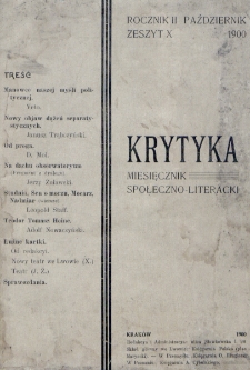 Krytyka : miesięcznik społeczny, naukowy i literacki. R. 2, z. 10 (1900)