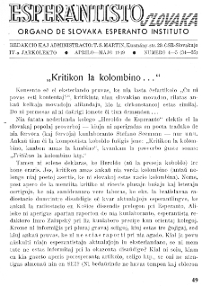 Esperantisto Slovaka. Jarkolekto 4, No 4/5=34/35 (1949)
