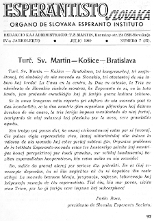 Esperantisto Slovaka. Jarkolekto 4, No 7=37 (1949)