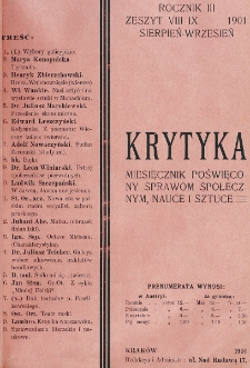 Krytyka : miesięcznik społeczny, naukowy i literacki. R. 3, z. 8/9 (1901)