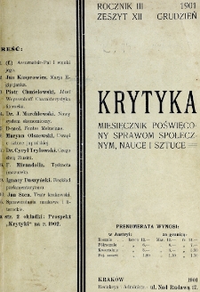 Krytyka : miesięcznik społeczny, naukowy i literacki. R. 3, z. 12 (1901)