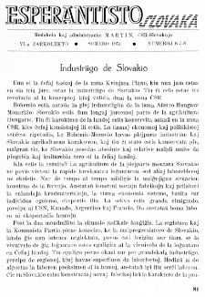 Esperantisto Slovaka. Jarkolekto 6, No 6/7/8 (1951)