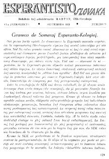 Esperantisto Slovaka. Jarkolekto 6, No 9 (1951)
